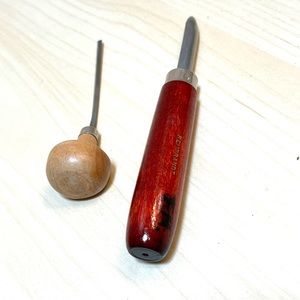 2 Intaglio Etching Printmaking Tools. Burin & burnisher. For Zinc plates. EUC